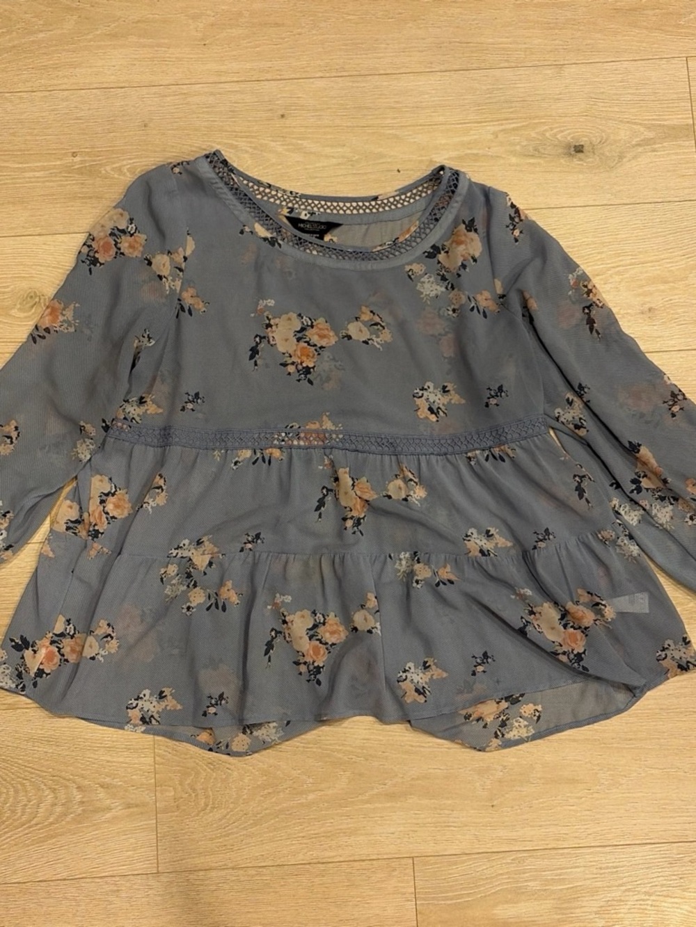 Michel Studio Blue Floral Peplum Blouse